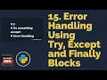 Error Handling Using Try Except and Finally Blocks Python Tutorials For Beginners