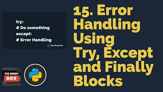 Error Handling Using Try Except and Finally Blocks Python Tutorials For Beginners
