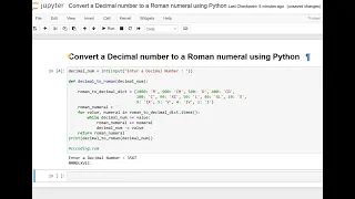 Day 140 Convert a Decimal number to a Roman numeral using Python