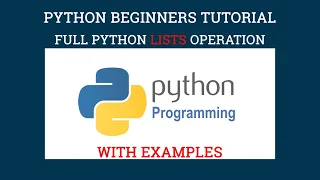 Python Beginners Tutorial Full Course on Python Lists Operations