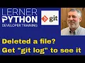 How to run git log on deleted files and restore them