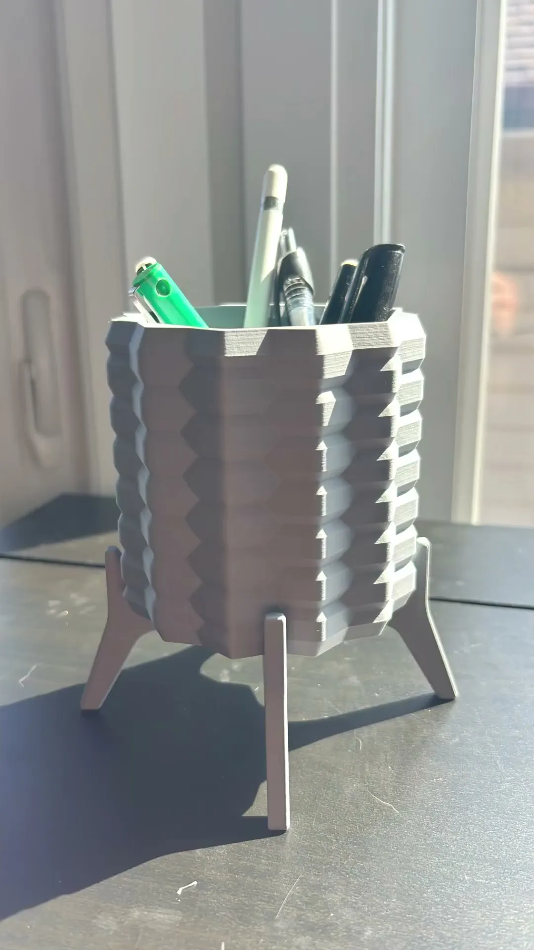 Angled Hexagon Planter & Desk Organizer with Snap-Together Stand