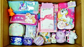 unboxing unicorn toy collection, unicorn electric stationery set, unicorn pen, eraser, unicorn box