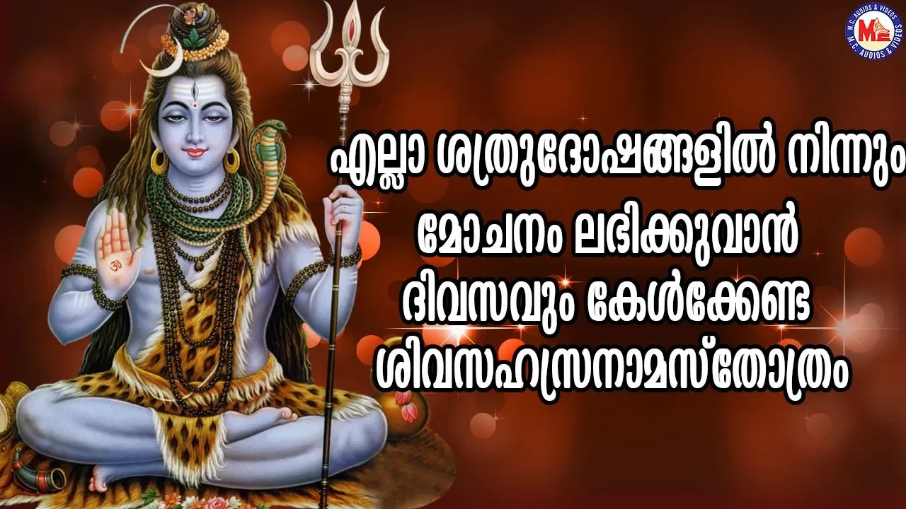 എല്ലാ ശത്രുദോഷങ്ങളിൽനിന്നും മോചനമേകുന്നത്തിനായി ദിവസവും കേൾക്കൂ |Siva Sahasranamam Malayalam എല്ലാ ശത്രുദോഷങ്ങളിൽനിന്നും മോചനമേകുന്നത്തിനായി ദിവസവും കേൾക്കൂ |Siva Sahasranamam Malayalam