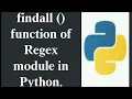 findall function in RegEx Regular Expression module in python