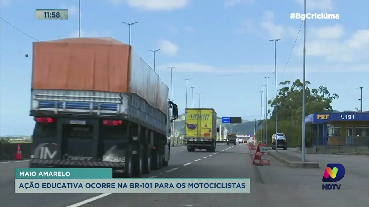 Ação de conscientiza motociclistas sobre direção segura na BR-101 em Tubarão