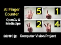 AI Finger Counter using OpenCV Python Mediapipe Malayalam Tutorial