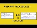 Vbscript Procedures - Difference between Sub and Function procedures