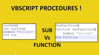 Vbscript Procedures - Difference between Sub and Function procedures