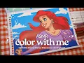 ASMR color with me Ariel Disney color by numbers book using Guangna Languo acrylic markers