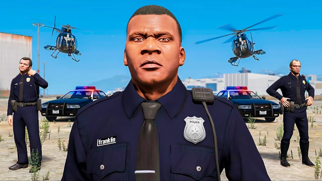 FRANKLIN, MICHAEL E TREVOR ENTRARAM PRA POLÍCIA NO GTA 5