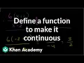 Defining a function at a point to make it continuous Limits Differential Calculus Khan Academy