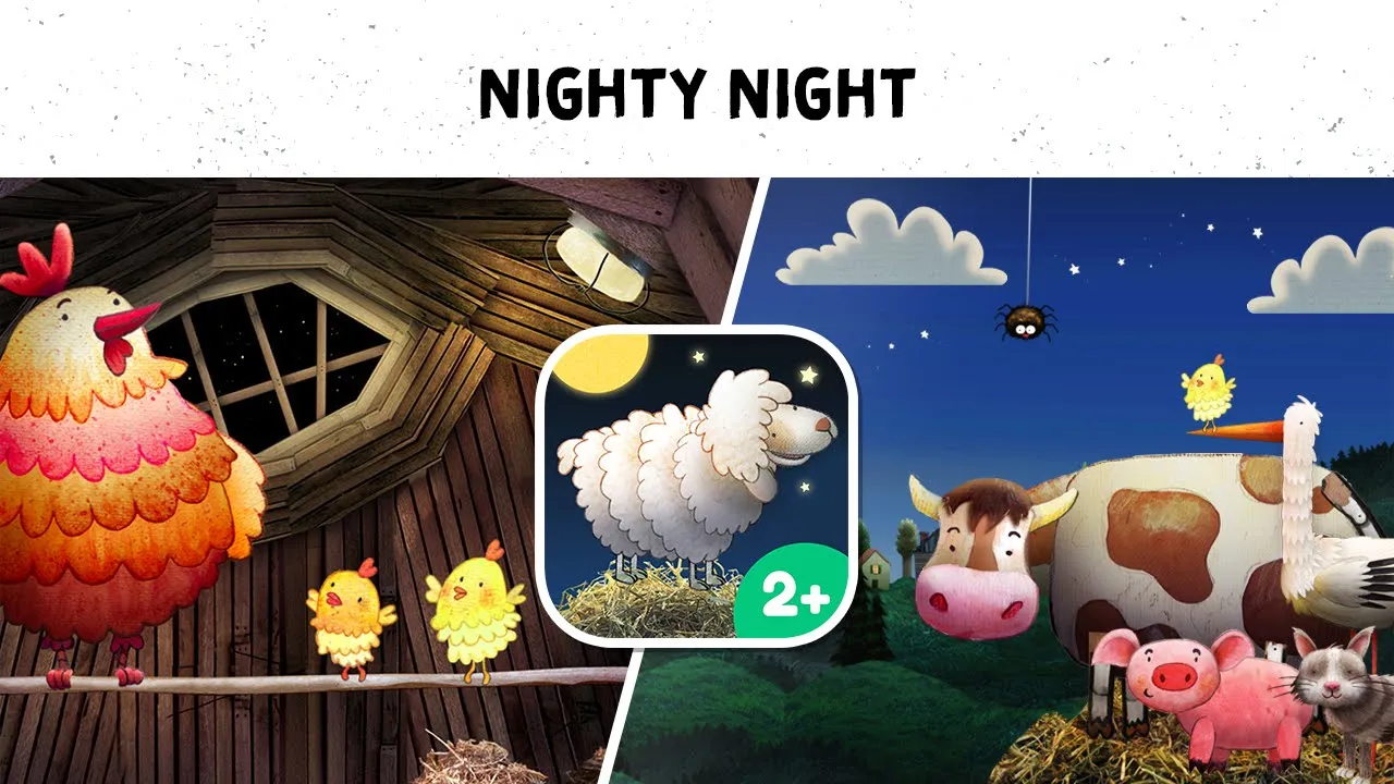 Nighty Night App for Kids ๐ฎ Beautiful bedtime story app with farm animals and soothing lullaby music Nighty Night App for Kids ๐ฎ Beautiful bedtime story app with farm animals and soothing lullaby music