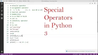 Lecture14 - Special Operators Assignment operators Bitwise operators concept in Python