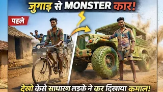 crafted his Thar Car 🚙 from Bamboo streak and Palm leaves | Naya yodha #woodscraft #ai