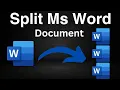 How to divide Word document into multiple files Creating sub documents from master word document