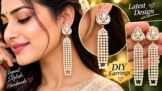 Stunning Long Crystal Earrings | Latest DIY Jewellery Making Tutorial | Easy & Elegant Design