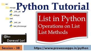Python Tutorial for Beginners Operations on List List Methods