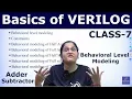 Basics of VERILOG Behavioral Level Modeling Constraints Half Full Subtractor Adder Class-7
