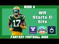 Fantasy Football 2020 Week 8 WR Starts Sits Every Matchup