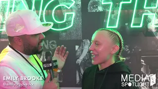 EMILY BROOKE - HER WIN AGAINST AMBER O DONNELL FACING 6AR6IE6 ELLE BROOKE WIN MEDIA SPOTLIGHT UK