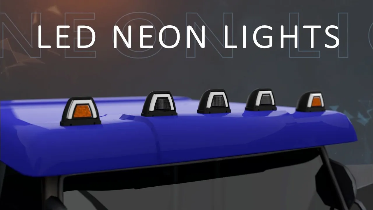 Video: LED toplamp neon wit incl. knipperlicht 12-24v, 50cm kabel