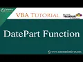 Date Part Function in VBA Excel VBA Tutorial in Hindi