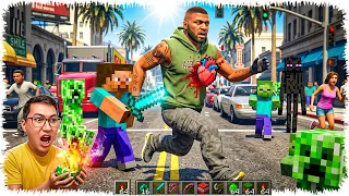 GTA әлемін МАЙНКРАФТ басып алды!🧱🌍(GTA V + Minecraft)