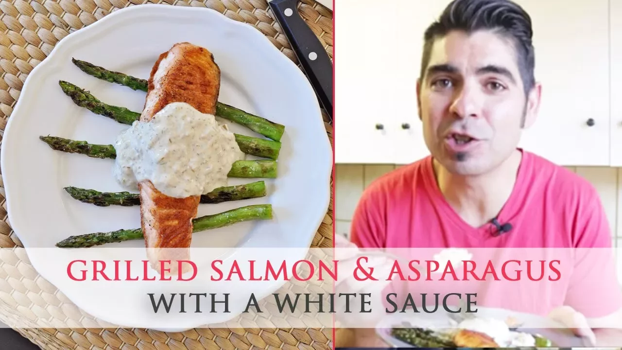 Grilled Salmon & Asparagus with Cream Sauce - Collaboration with WhatToCook Trini Recipes And More