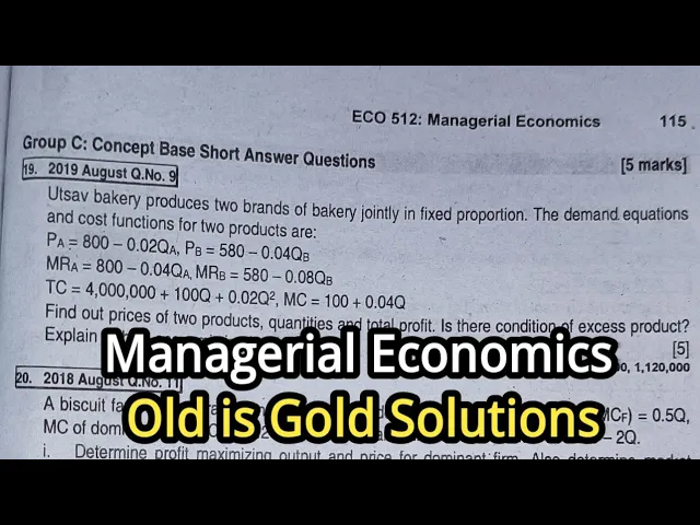 Managerial Economics MBS 1st Sem | Pricing Theory and Practice Old Is Gold Solutions