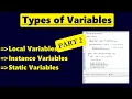 Types of Variables in Java Part 2 Local Variables Instance Variables Static Variables in Java