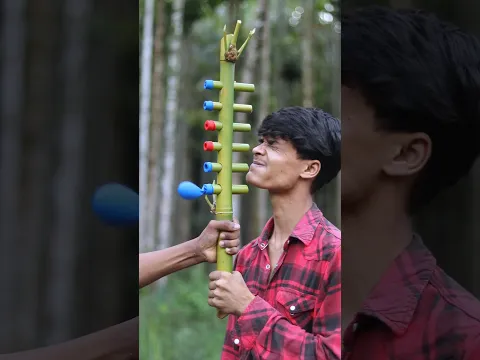 Six Bamboo Holes and Six Colorful Balloon Creations