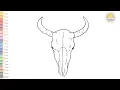 Bull skull drawing easy How to draw A Bull skull step by step outline drawings art janag