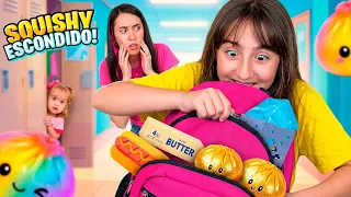 A SOPHIE LEVOU SQUISHYS ESCONDIDOS na MOCHILA da ESCOLA! Dumplings, Needoh e mais! Pai Também Vloga