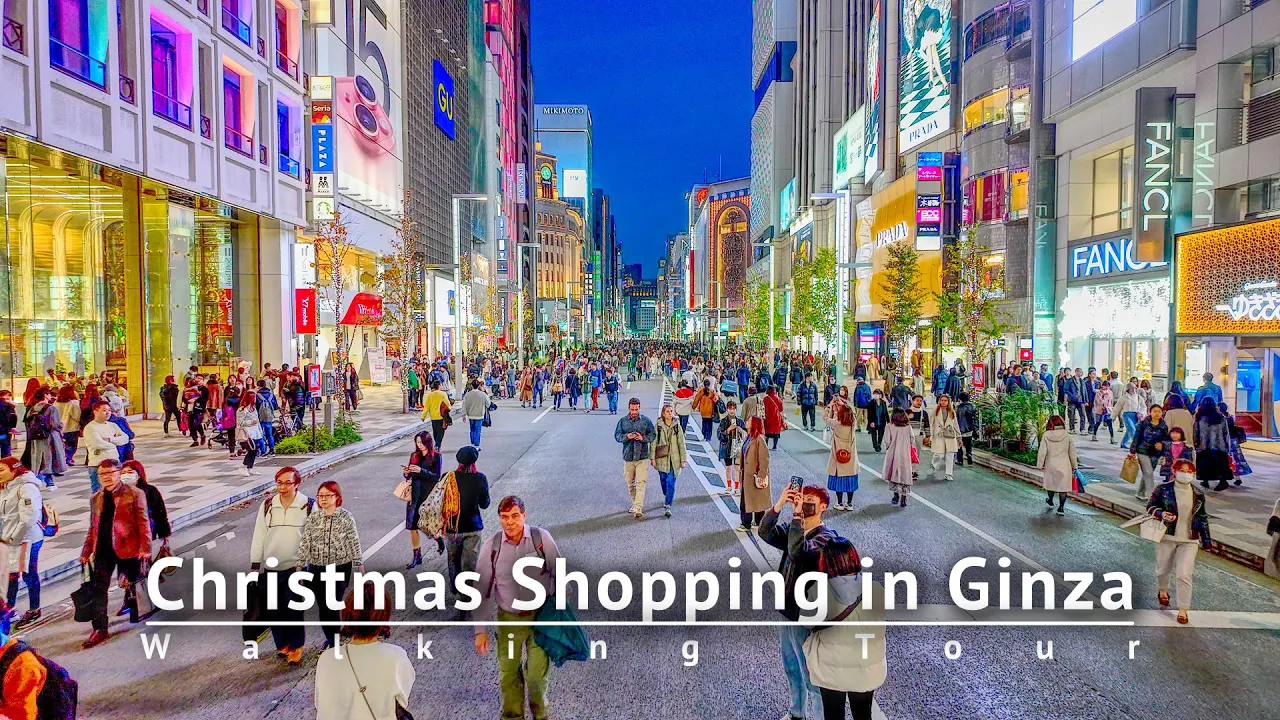 Tokyo Christmas Shopping in Ginza Walking Tour - Tokyo Japan [4K/HDR/Binaural]