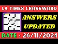 LA Times Crossword Clue Answers for Nov 26 2024 Solved