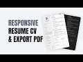 Responsive Resume Cv Website Using HTML CSS And JavaScript Theme Export PDF