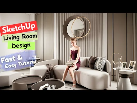 SketchUp living room wall design tutorial preview