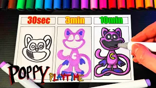 Drawing CatNap from Poppy Playtime in 30 Seconds vs 3 Minutes vs 10 Minutes⏱️