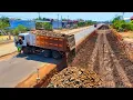 Download Lagu Processing Filling Up Foundation Road construction, Bulldozer SHANTUI, Dump Truck Unloading