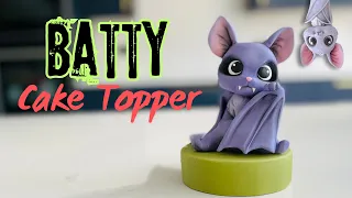 🦇💜 HOW TO MAKE A CUTE HALLOWEEN BAT CAKE TOPPER! | Edible Model Paste Tutorial🎃