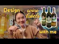 how I design wine labels for our homemade wine cozy illustrate and design with me