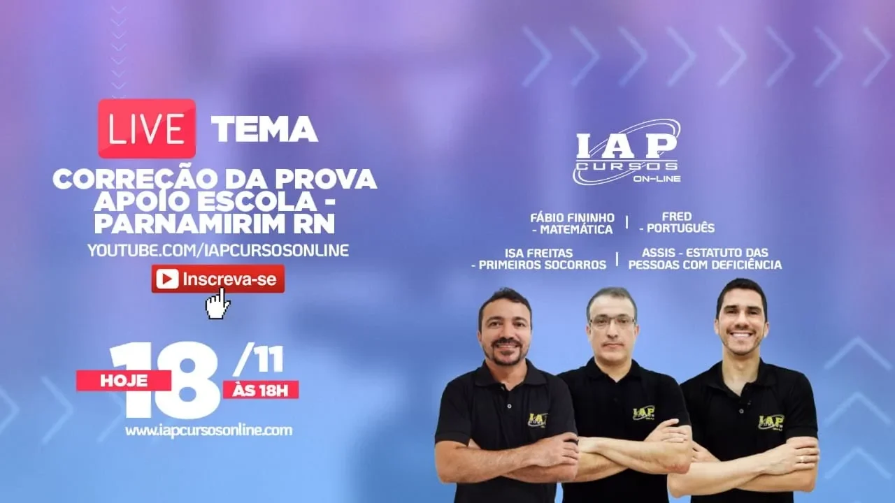 LIVE - CORREÇÃO DA PROVA - APOIO ESCOLAR PARNAMIRIM