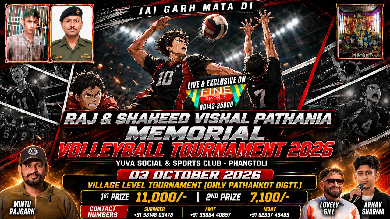 PHANGTOLI (PATHANKOT) || VILLAGE LEVEL VOLLEYBALL TOURNAMENT LIVE @FineSportsLive​
