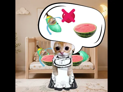 [2026] BANANA CAT 🍌🐱 BABY - ONE BABY LIKE WATERMELON  AND OTHER DOESN'T #catmemes #cat #bananacat