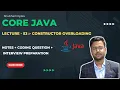 Lecture - 53 Constructor Overloading Core Java Hindi Tutorial Shubham Bytes