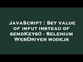 JavaScript Set value of input instead of sendKeys - Selenium WebDriver nodejs