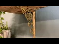 Ornate Pittsburgh scroll effect brass shelf bracket 18 x 13cm