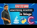 100 to 999 Java ARMSTRONG NUMBER PRINT by telugu programming tutorial learning successfully