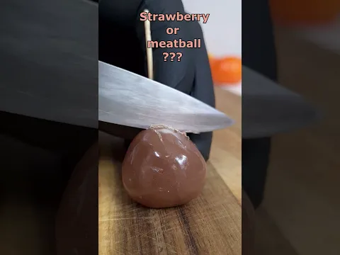 Guess what's inside, strawberry or meatball???😳